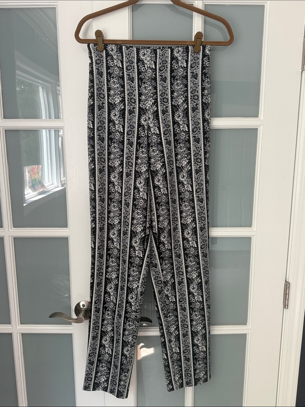 Black & White Floral Printed Wide Leg Pants